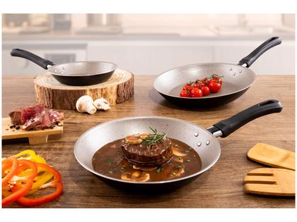 Imagem de Conjunto de Frigideiras Antiaderente Tramontina de Alumínio Linz Preto 3 Peças