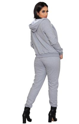 Imagem de Conjunto De Frio Feminino Moletom   Blusa Manga Longa Canguru e Calça Moda Inverno