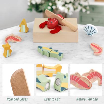 Imagem de Conjunto de frutos do mar Wooden Play Food Cutting PairPear por mais de 3 anos