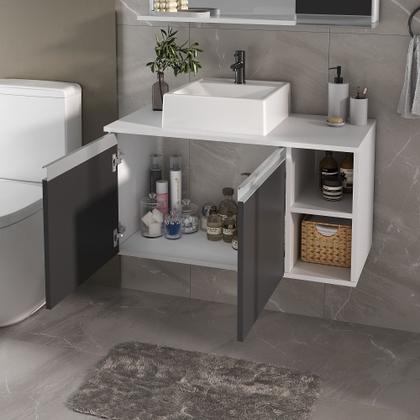 Imagem de Conjunto de Gabinete Banheiro 80cm com Cuba e Espelheira -