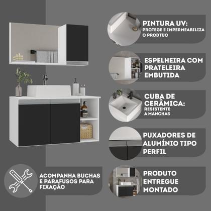 Imagem de Conjunto de Gabinete Banheiro 80cm com Cuba e Espelheira -