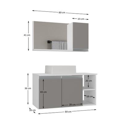 Conjunto de Gabinete Banheiro 80cm com Cuba e Espelheira - - MOVEIS JOIA Imagem de Conjunto de Gabinete Banheiro 80cm com Cuba e Espelheira -
