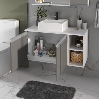 Conjunto de Gabinete Banheiro 80cm com Cuba e Espelheira - - MOVEIS JOIA Imagem de Conjunto de Gabinete Banheiro 80cm com Cuba e Espelheira -
