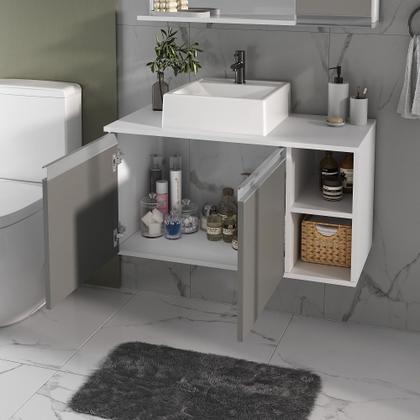 Imagem de Conjunto de Gabinete Banheiro 80cm com Cuba e Espelheira -