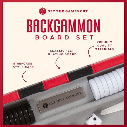 Imagem de Conjunto de gamão Get The Games Out Top Classic com Guide Red