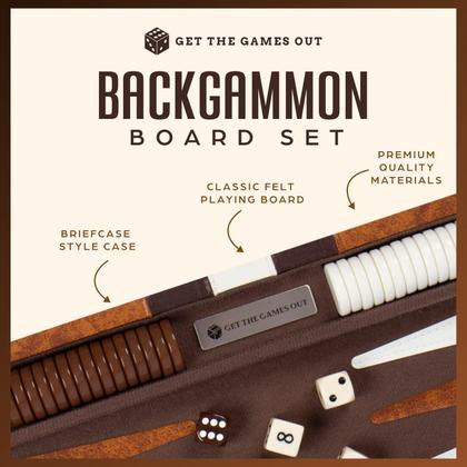 Imagem de Conjunto de gamão Get The Games Out Travel Size com Guide Brown