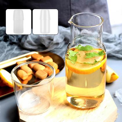 Imagem de Conjunto De Garrafa De Água De Vidro De 550ML E 600ML Com Copo, Jarra De Bebida Para Leite, Bebidas