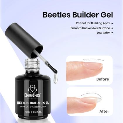 Imagem de Conjunto de gel para unhas Beetles Builder de 15 ml com camada superior e camada base