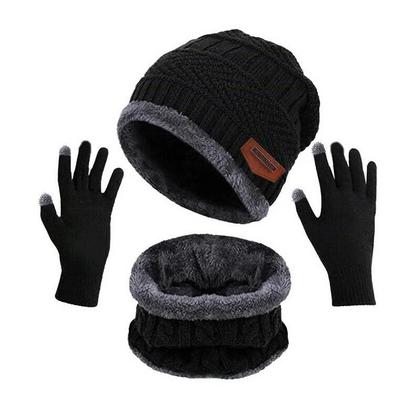 Imagem de Conjunto De Gorro De Inverno E Cachecol De Lã Com Máscara Balaclava Para Homens E Mulheres