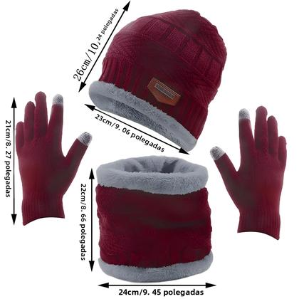 Imagem de Conjunto De Gorro De Inverno E Cachecol De Lã Com Máscara Balaclava Para Homens E Mulheres