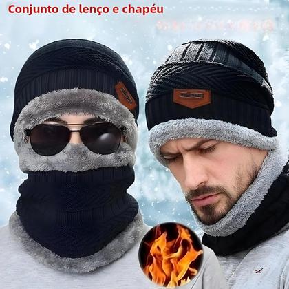Imagem de Conjunto De Gorro De Inverno E Cachecol De Lã Com Máscara Balaclava Para Homens E Mulheres