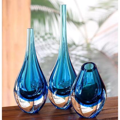 Imagem de Conjunto de Gotas Decorativa em Murano Azul - Cristais Cadoro