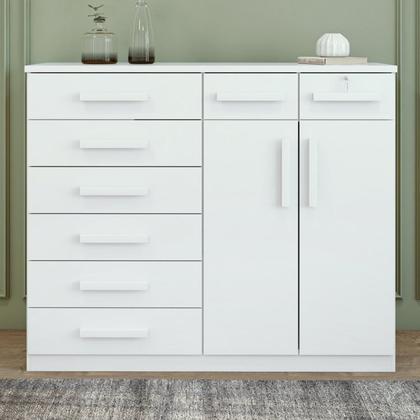 Imagem de Conjunto de Guarda-roupa 6 Portas 4 Gavetas Zeus com Espelho e com Pése Cômoda Toronto