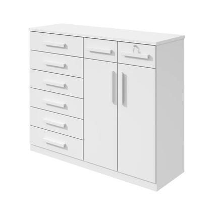 Imagem de Conjunto de Guarda-roupa 6 Portas 4 Gavetas Zeus com Espelho e com Pése Cômoda Toronto