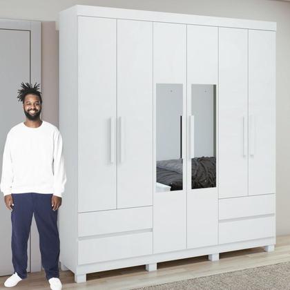 Imagem de Conjunto de Guarda-roupa 6 Portas 4 Gavetas Zeus com Espelho e com Pése Cômoda Toronto