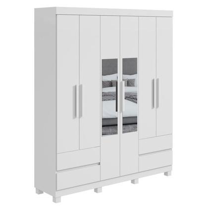 Imagem de Conjunto de Guarda-roupa 6 Portas 4 Gavetas Zeus com Espelho e com Pése Cômoda Toronto
