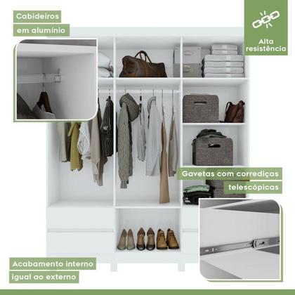 Imagem de Conjunto de Guarda-roupa 6 Portas 4 Gavetas Zeus com Espelho e com Pése Cômoda Toronto