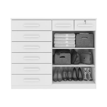 Imagem de Conjunto de Guarda-roupa 6 Portas 4 Gavetas Zeus com Espelho e com Pése Cômoda Toronto