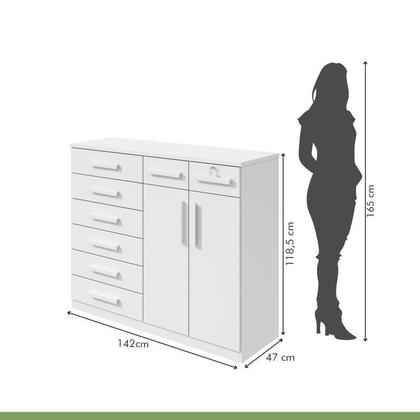 Imagem de Conjunto de Guarda-roupa 6 Portas 4 Gavetas Zeus com Espelho e com Pése Cômoda Toronto