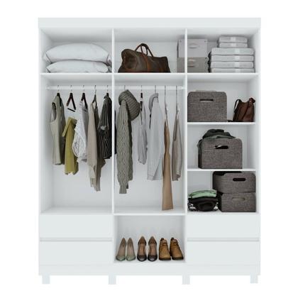Imagem de Conjunto de Guarda-roupa 6 Portas 4 Gavetas Zeus com Espelho e com Pése Cômoda Toronto