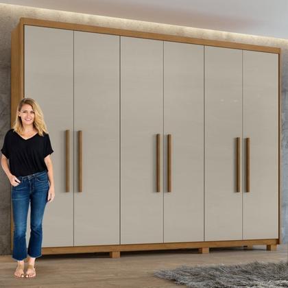 Imagem de Conjunto de Guarda-roupa 6 Portas Áries com Pés e Cômoda da Vinci com Nicho