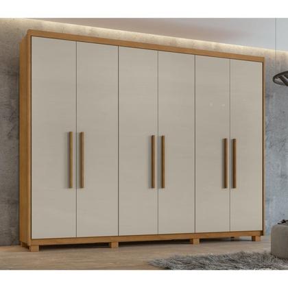 Imagem de Conjunto de Guarda-roupa 6 Portas Áries com Pés e Cômoda da Vinci com Nicho