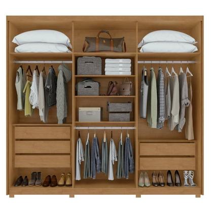 Imagem de Conjunto de Guarda-roupa 6 Portas Áries com Pés e Cômoda da Vinci com Nicho