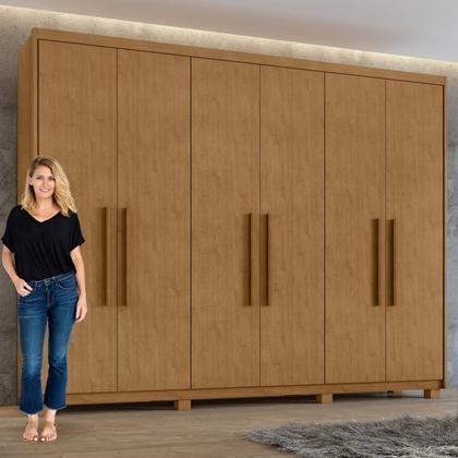 Imagem de Conjunto de Guarda-roupa 6 Portas Áries com Pés e Cômoda da Vinci com Nicho