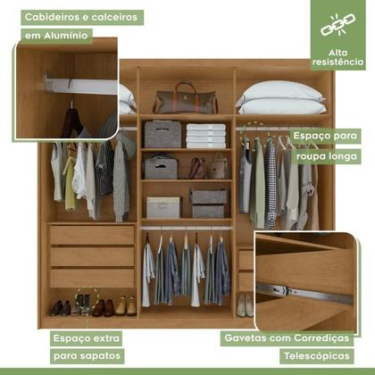 Imagem de Conjunto de Guarda-roupa 6 Portas Áries e Cômoda da Vinci com Nicho