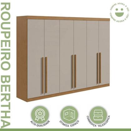 Imagem de Conjunto de Guarda-roupa 6 Portas Bertha com Cômoda da Vinci com Nicho
