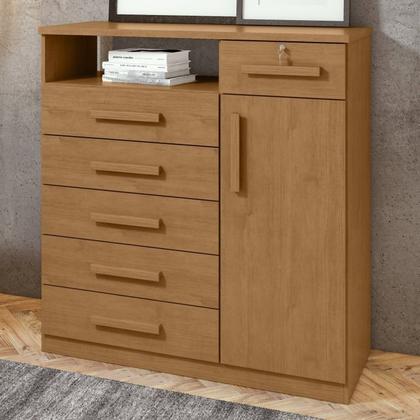 Imagem de Conjunto de Guarda-roupa 6 Portas Bertha com Cômoda da Vinci com Nicho