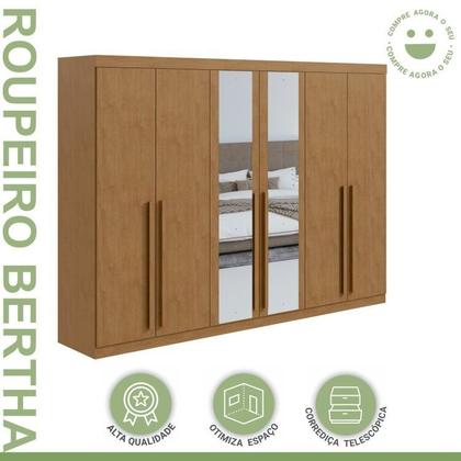 Imagem de Conjunto de Guarda-roupa 6 Portas com Espelho Bertha com Cômoda Toronto