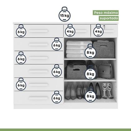 Imagem de Conjunto de Guarda-roupa 6 Portas com Espelho Bertha com Cômoda Toronto