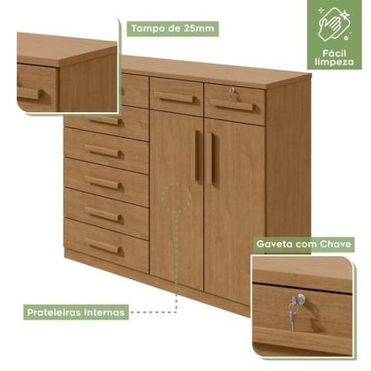 Imagem de Conjunto de Guarda-roupa 6 Portas com Espelho Bertha com Cômoda Toronto