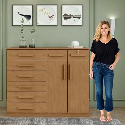 Imagem de Conjunto de Guarda-roupa 6 Portas com Espelho Bertha com Cômoda Toronto