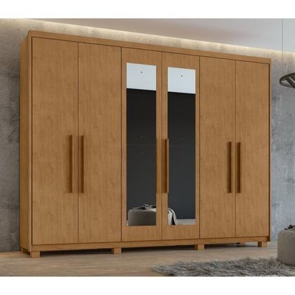 Imagem de Conjunto De Guarda-Roupa 6 Portas Com Espelho E Pés Aries E Cômoda Da Vinci  Com Nicho