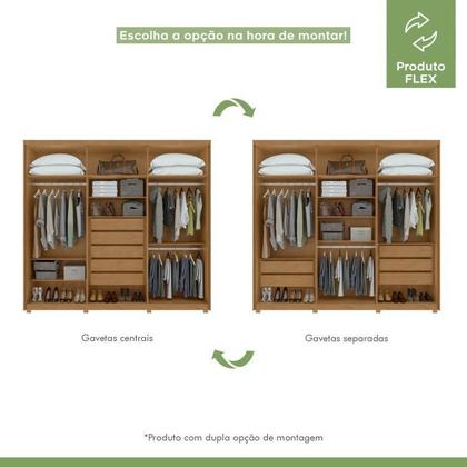 Imagem de Conjunto De Guarda-Roupa 6 Portas Com Espelho E Pés Aries E Cômoda Da Vinci  Com Nicho