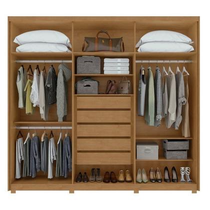 Imagem de Conjunto de Guarda-roupa 6 Portas com Espelho e Pés Áries e Cômoda Toronto