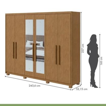 Imagem de Conjunto de Guarda-roupa 6 Portas com Espelho e Pés Áries e Cômoda Toronto