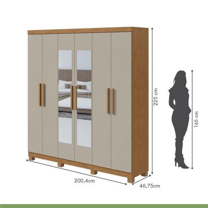 Imagem de Conjunto de Guarda-roupa 6 Portas com Espelho e Pés Jazz e Cômoda da Vinci