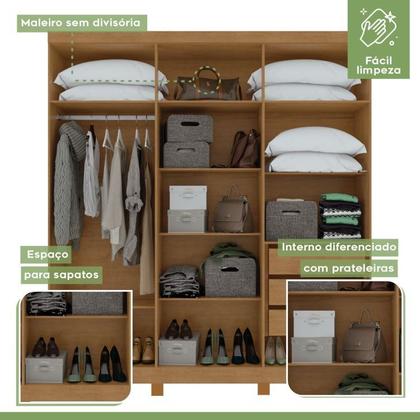 Imagem de Conjunto de Guarda-roupa 6 Portas com Espelho e Pés Jazz e Cômoda da Vinci