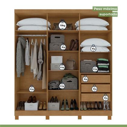 Imagem de Conjunto de Guarda-roupa 6 Portas com Espelho e Pés Jazz e Cômoda da Vinci