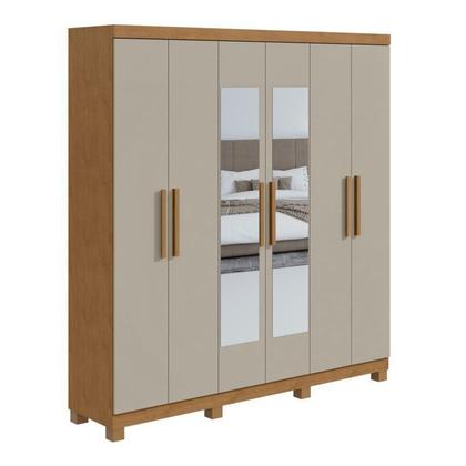 Imagem de Conjunto de Guarda-roupa 6 Portas com Espelho e Pés Jazz e Cômoda da Vinci