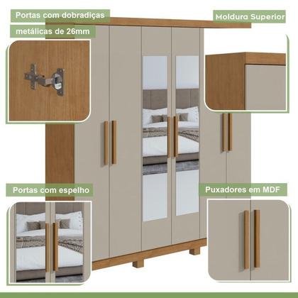 Imagem de Conjunto de Guarda-roupa 6 Portas com Espelho e Pés Jazz e Cômoda da Vinci