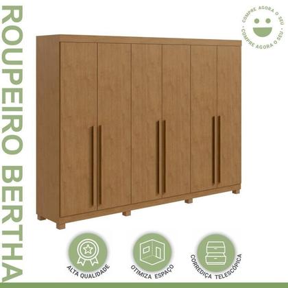 Imagem de Conjunto de Guarda-roupa 6 Portas com Pés Bertha com Cômoda da Vinci com Nicho