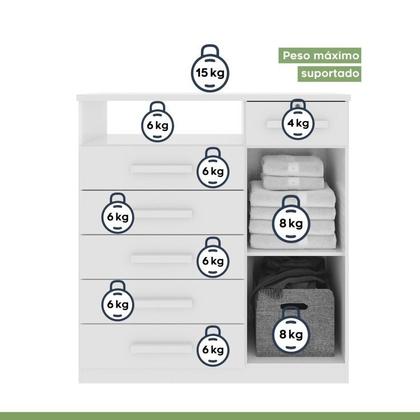 Imagem de Conjunto de Guarda-roupa 6 Portas com Pés Bertha com Cômoda da Vinci com Nicho