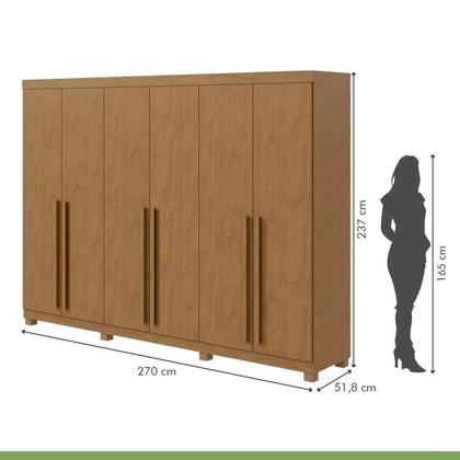 Imagem de Conjunto de Guarda-roupa 6 Portas com Pés Bertha com Cômoda da Vinci com Nicho