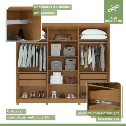 Imagem de Conjunto de Guarda-roupa 6 Portas com Pés Bertha com Cômoda da Vinci