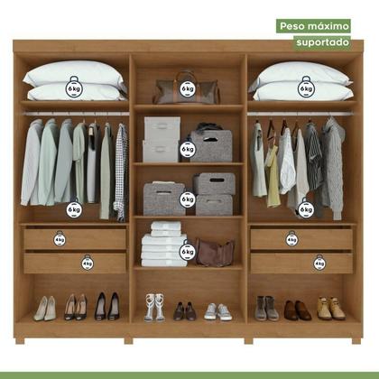 Imagem de Conjunto de Guarda-roupa 6 Portas com Pés Bertha com Cômoda da Vinci