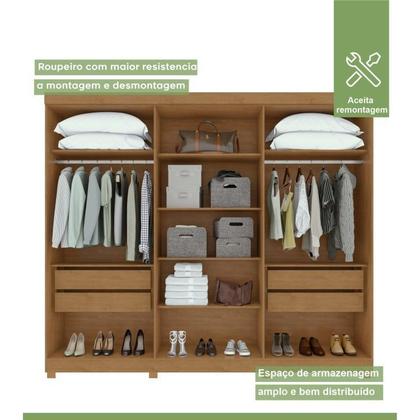 Imagem de Conjunto de Guarda-roupa 6 Portas com Pés Bertha com Cômoda da Vinci